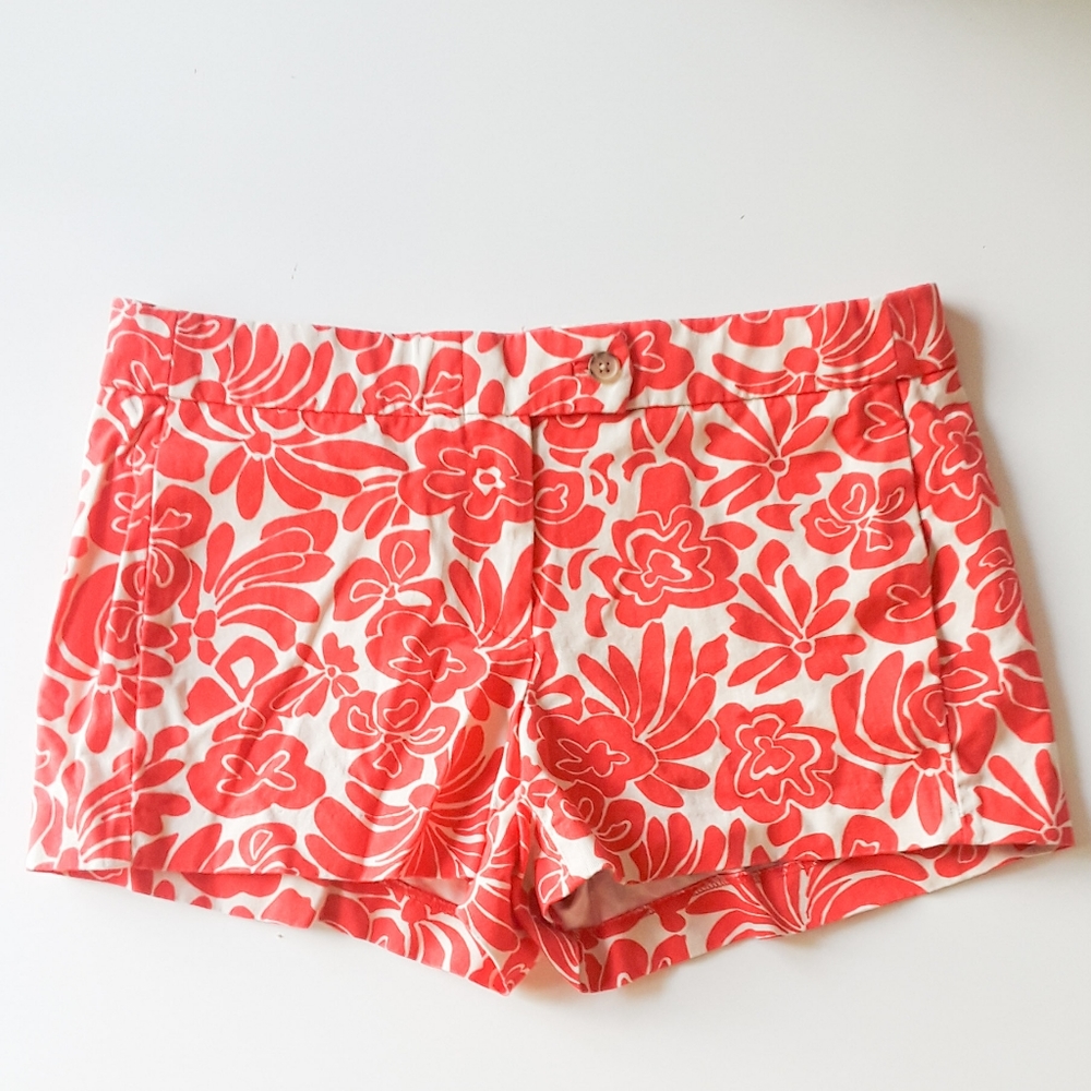 J Crew Red Floral Shorts